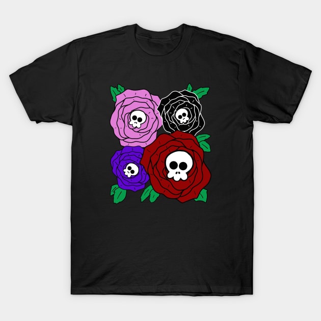 Skull Roses T-Shirt by SNK Kreatures